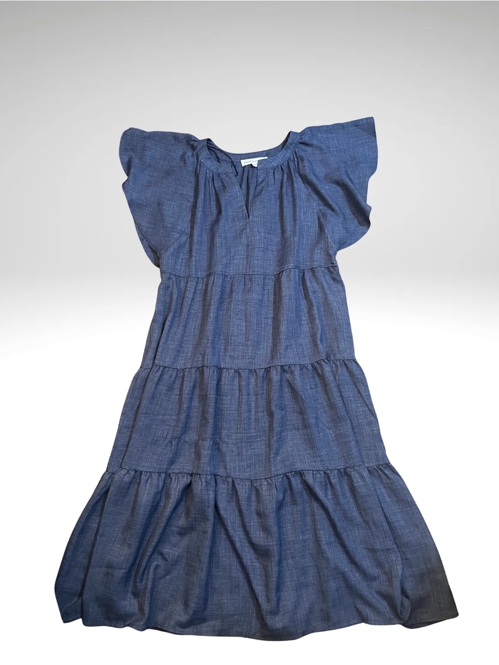 Blue Tiered Cotton Dress